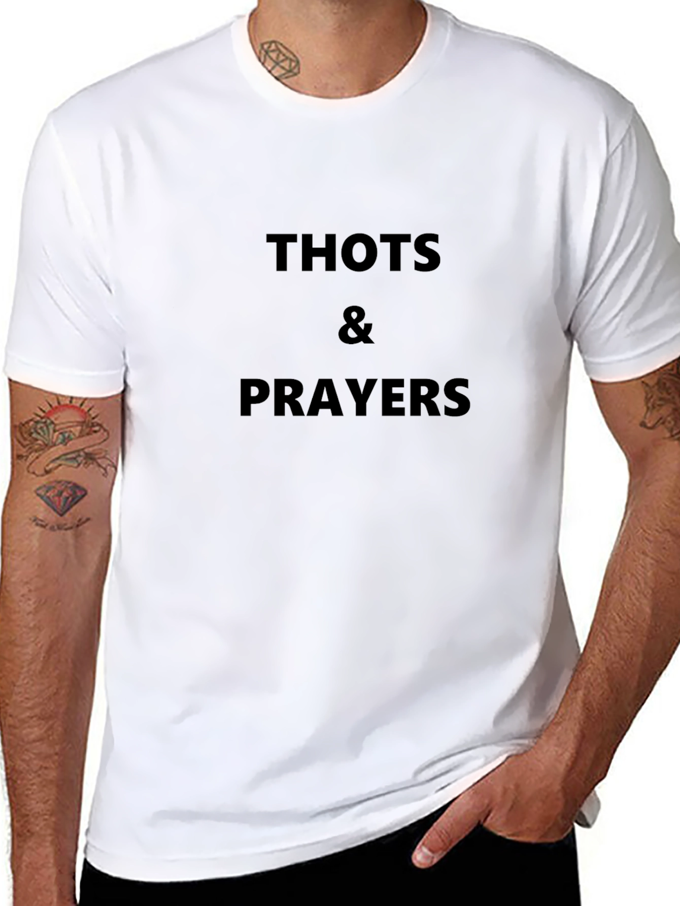 Thots & Prayers Graphic Tee - Black Crew Neck