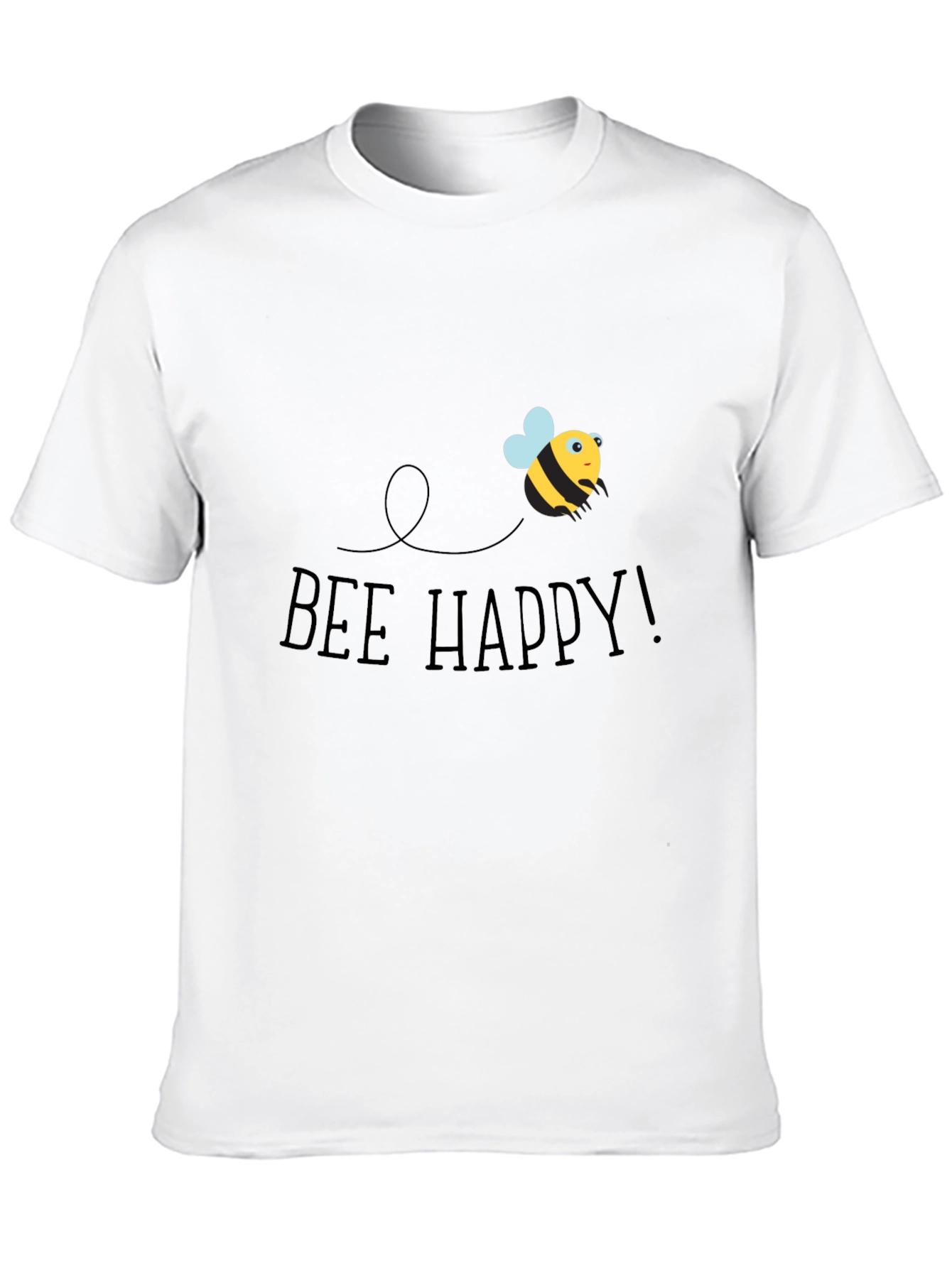 Bee Happy Graphic Tee - Black Cotton T-Shirt