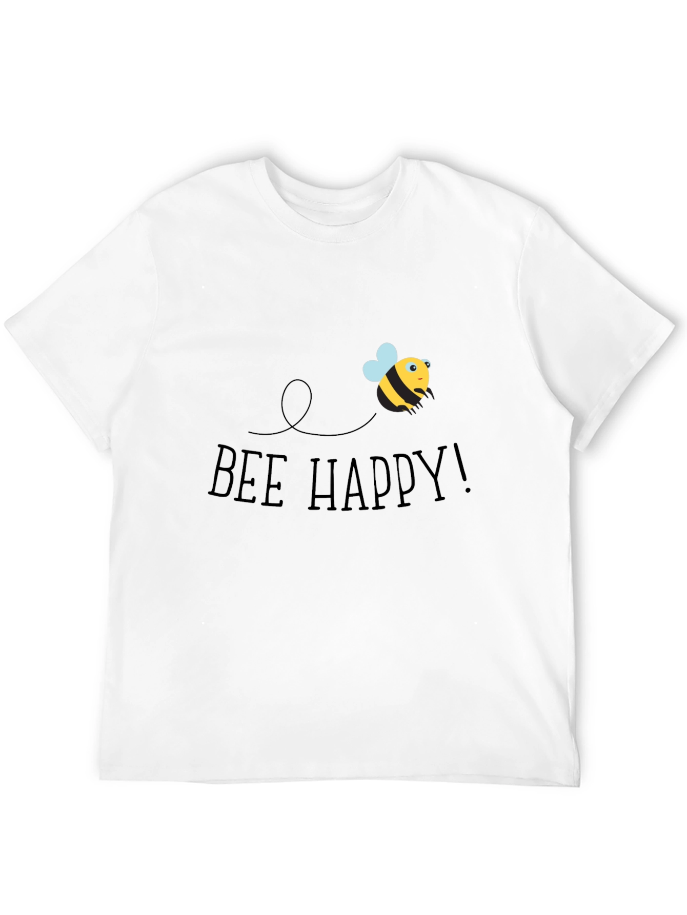 Bee Happy Graphic Tee - Black Cotton T-Shirt