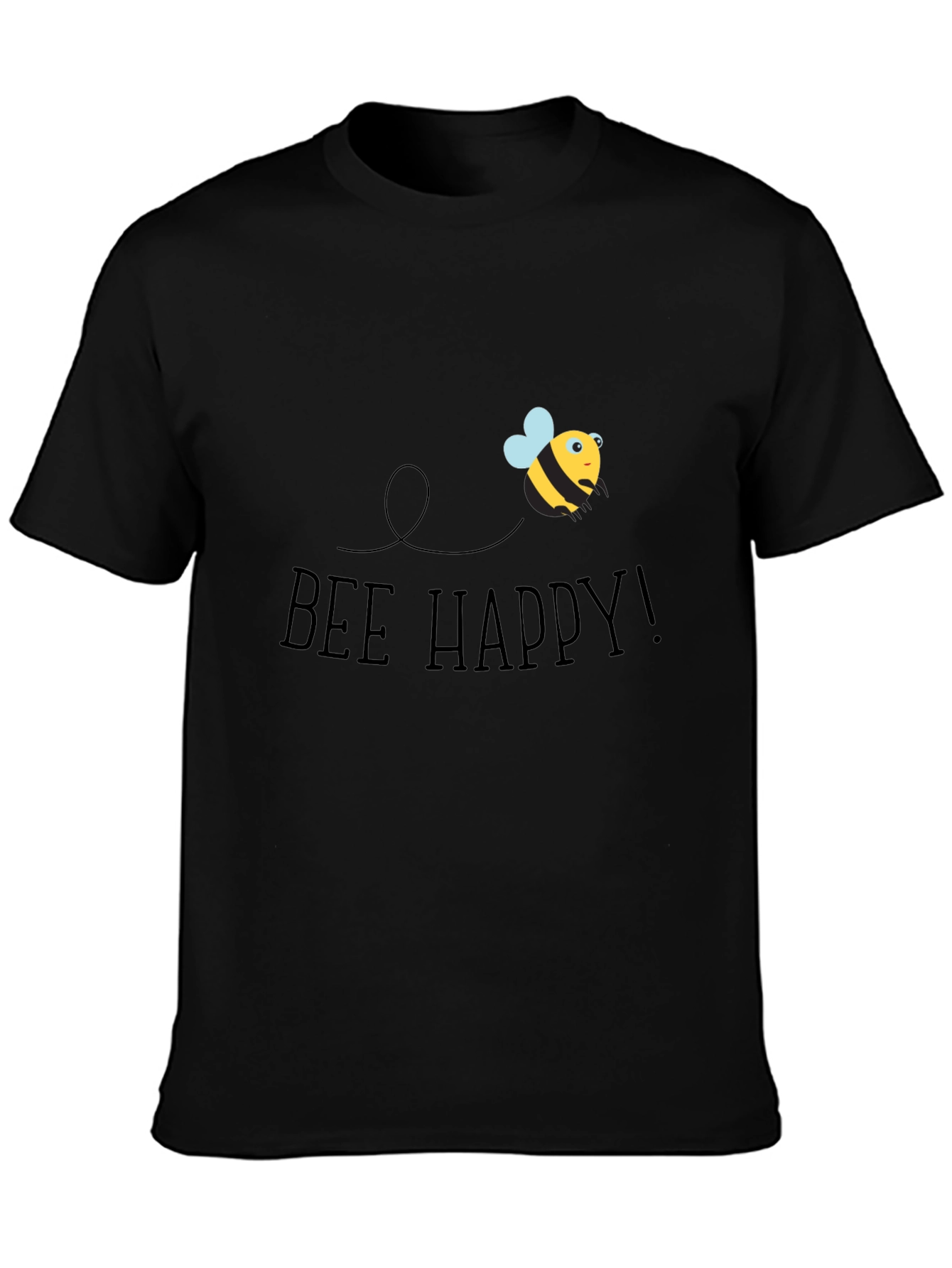 Bee Happy Graphic Tee - Black Cotton T-Shirt