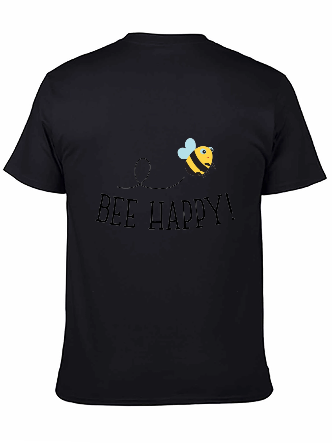Bee Happy Graphic Tee - Black Cotton T-Shirt