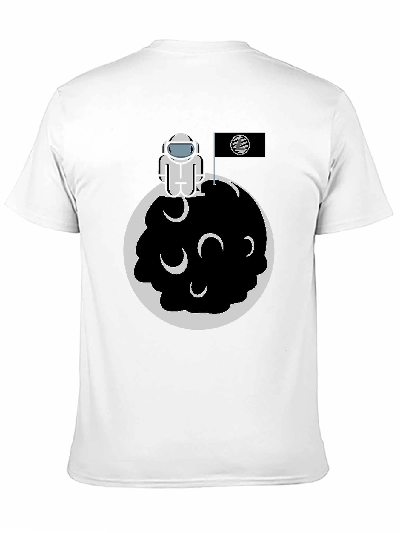 Astronaut on Moon Graphic Tee - Black Cotton Blend