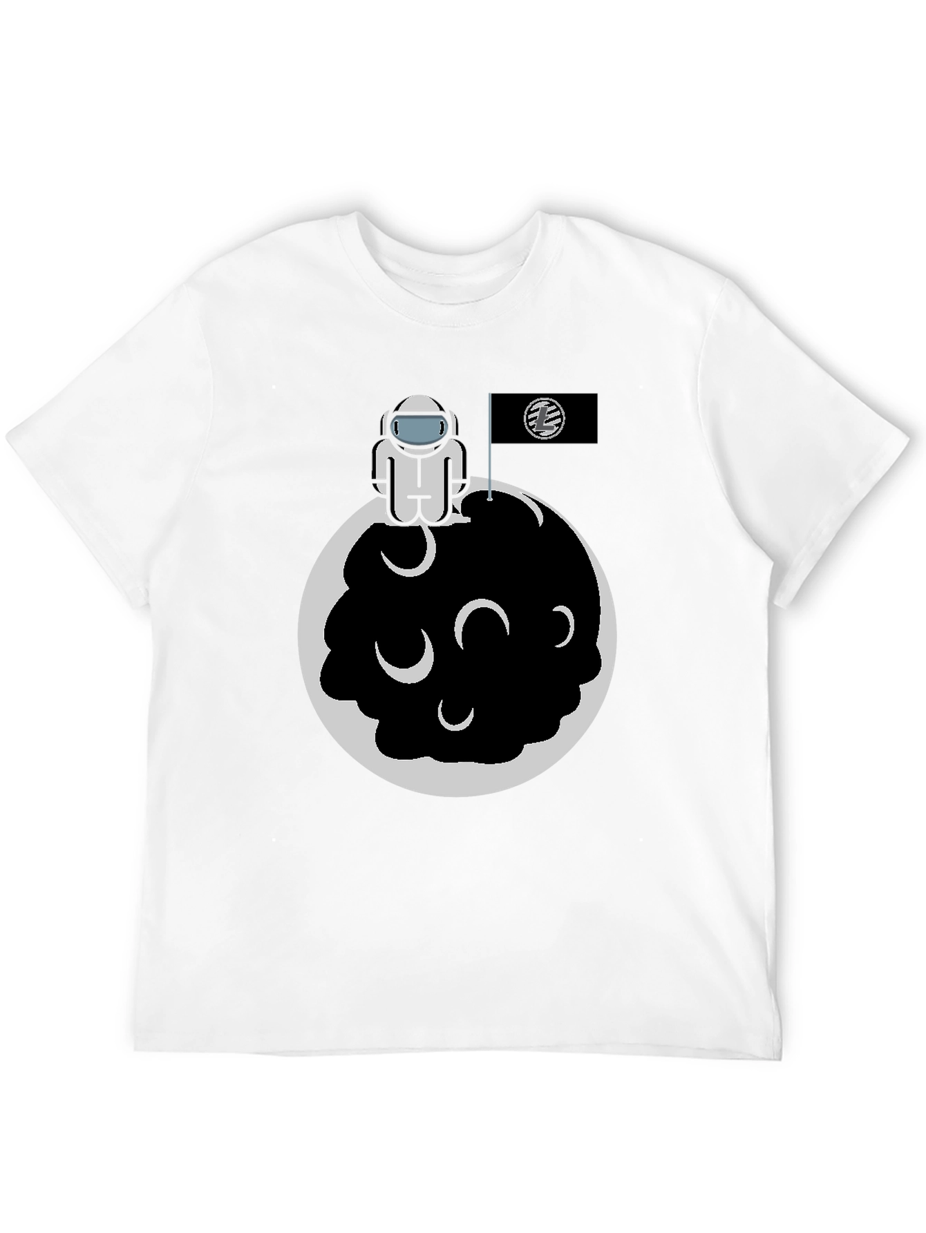 Astronaut on Moon Graphic Tee - Black Cotton Blend