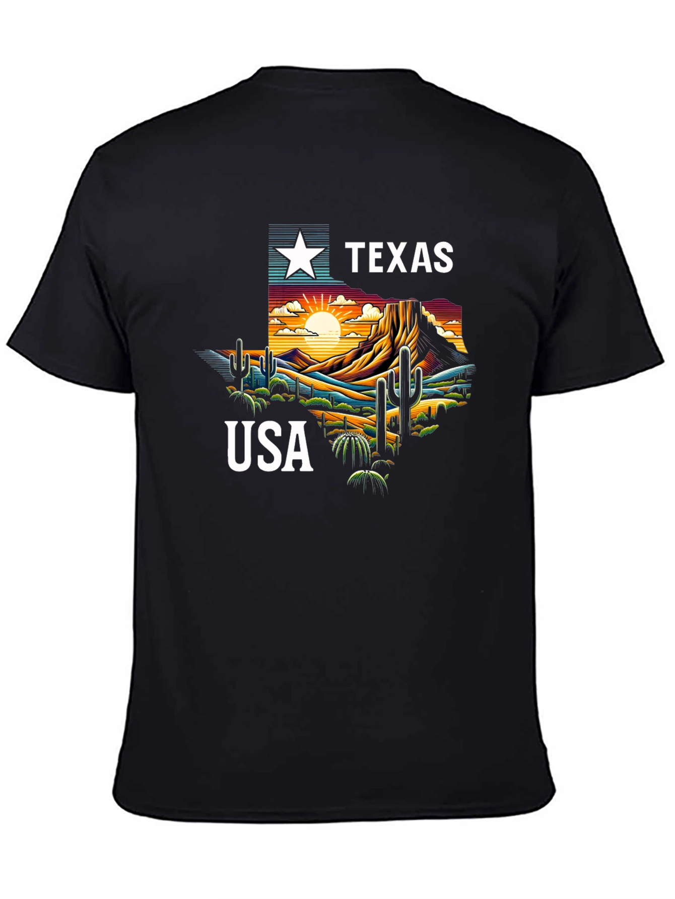 Texas USA Graphic Print Tee - Black