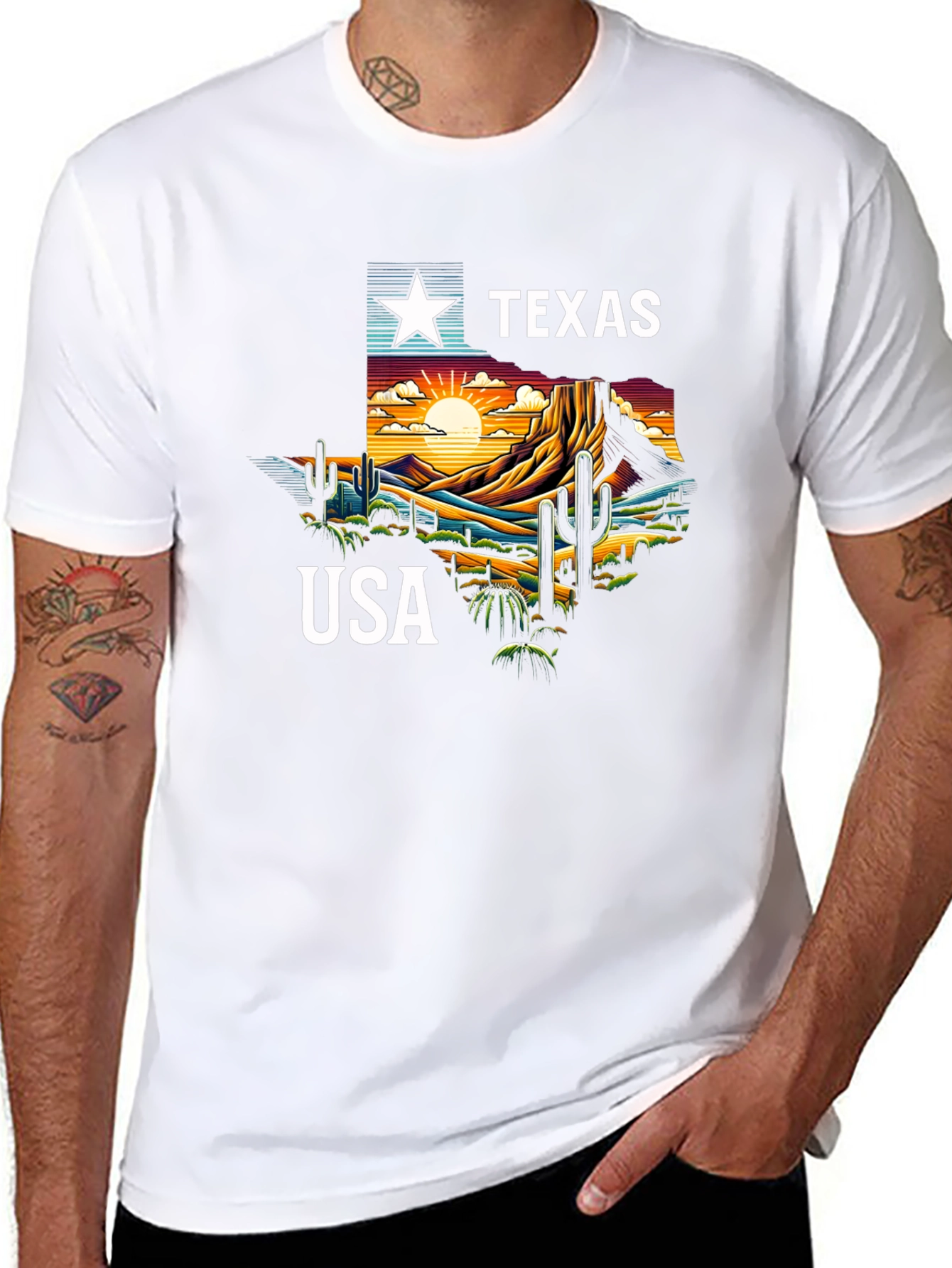 Texas USA Graphic Print Tee - Black