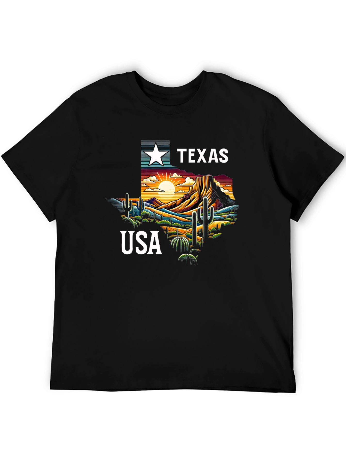 Texas USA Graphic Print Tee - Black