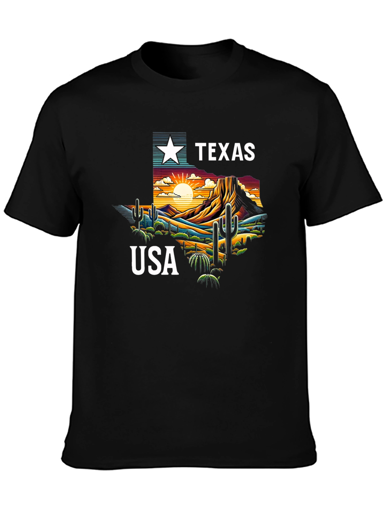 Texas USA Graphic Print Tee - Black