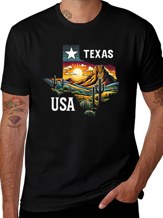 Texas USA Graphic Print Tee - Black