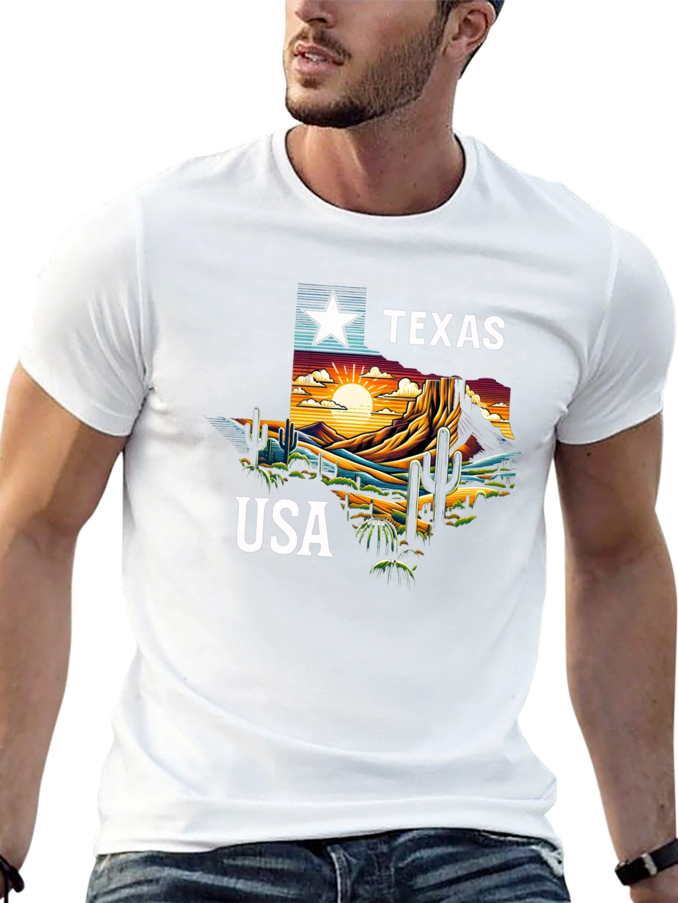 Texas USA Graphic Print Tee - Black