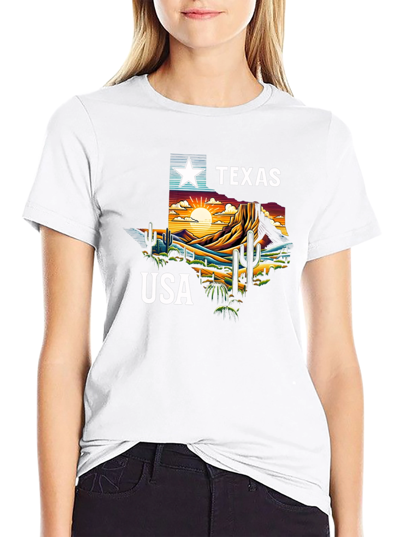Texas USA Graphic Print Tee - Black