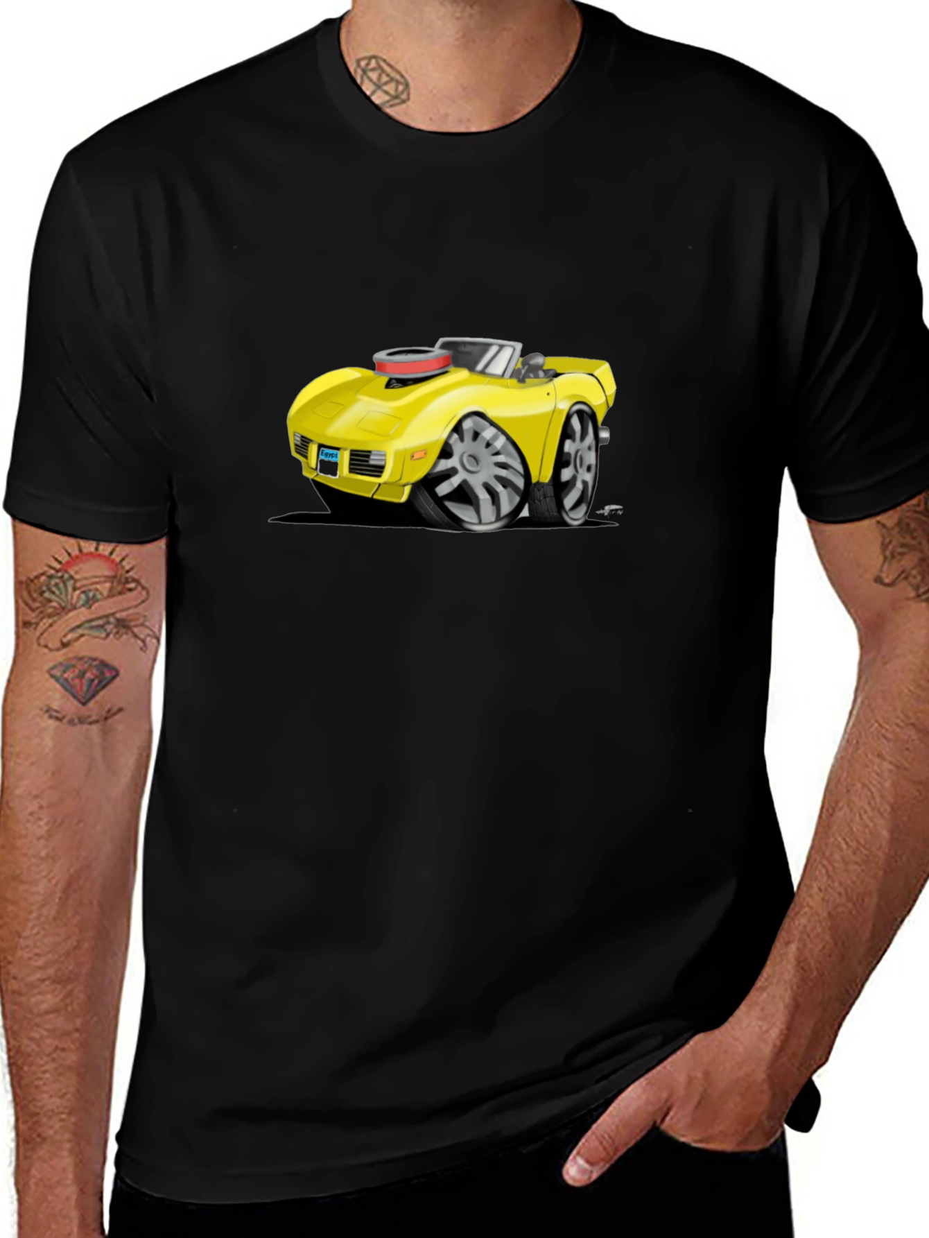 Cartoon Car Graphic Tee - Black