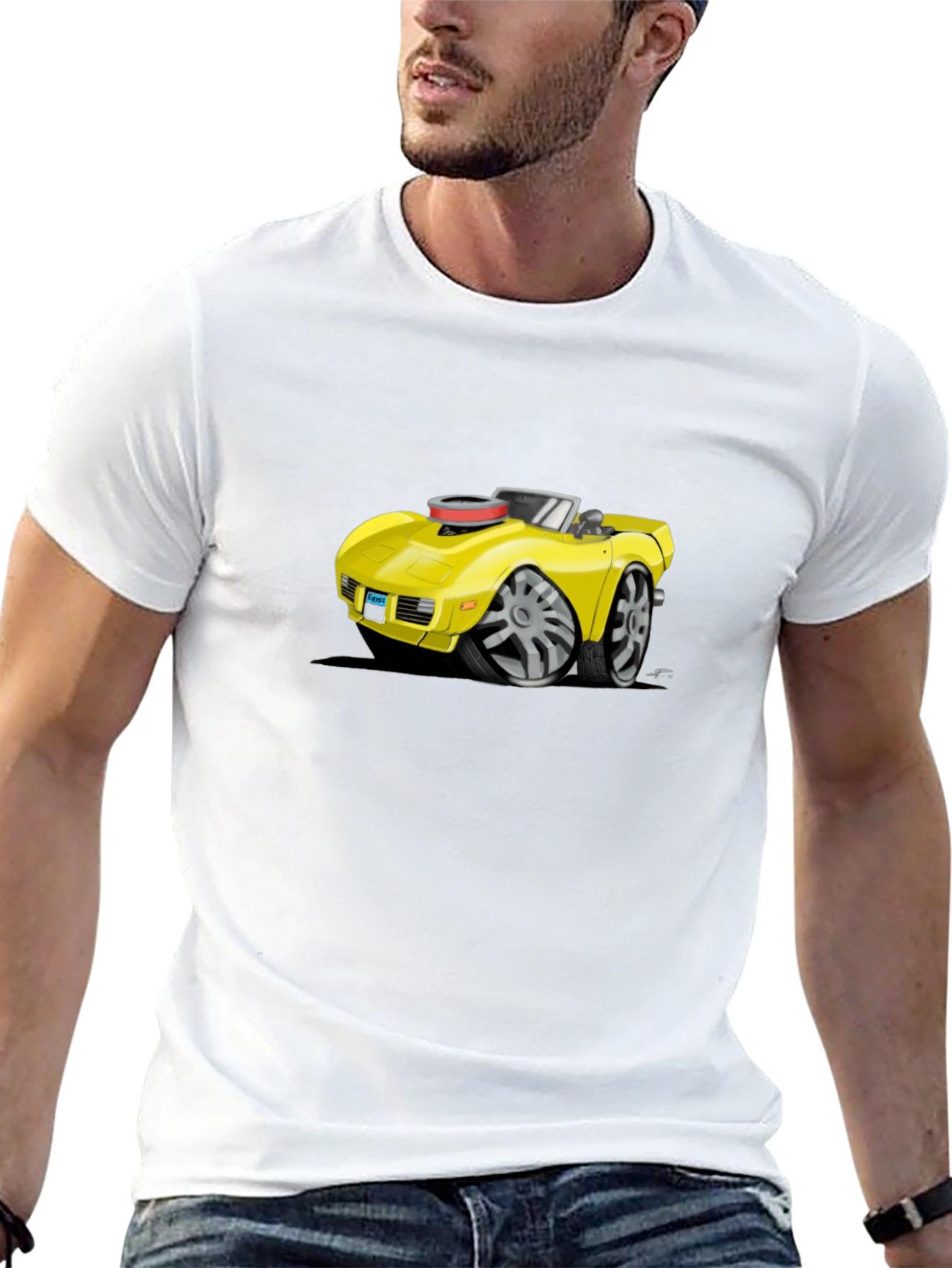 Cartoon Car Graphic Tee - Black
