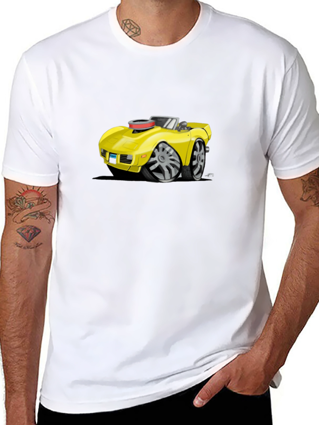 Cartoon Car Graphic Tee - Black
