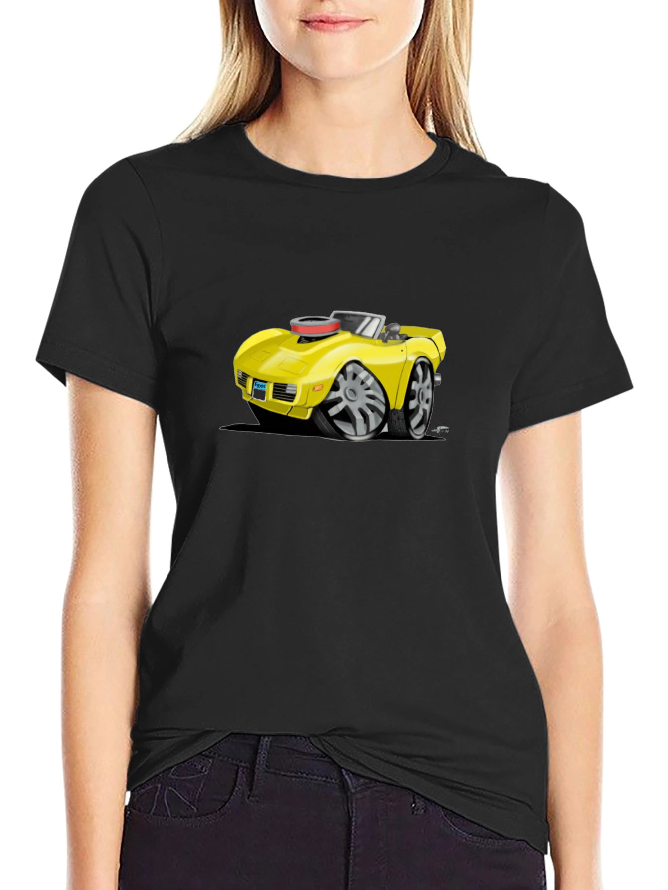 Cartoon Car Graphic Tee - Black