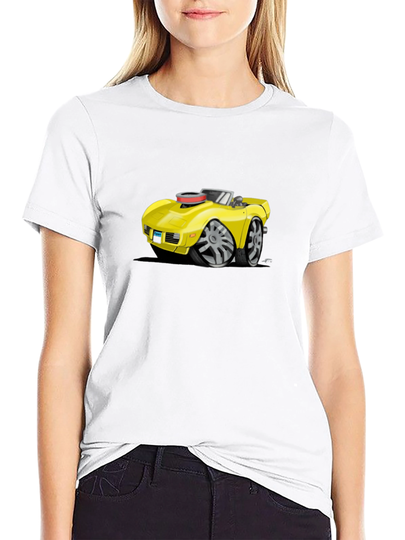 Cartoon Car Graphic Tee - Black