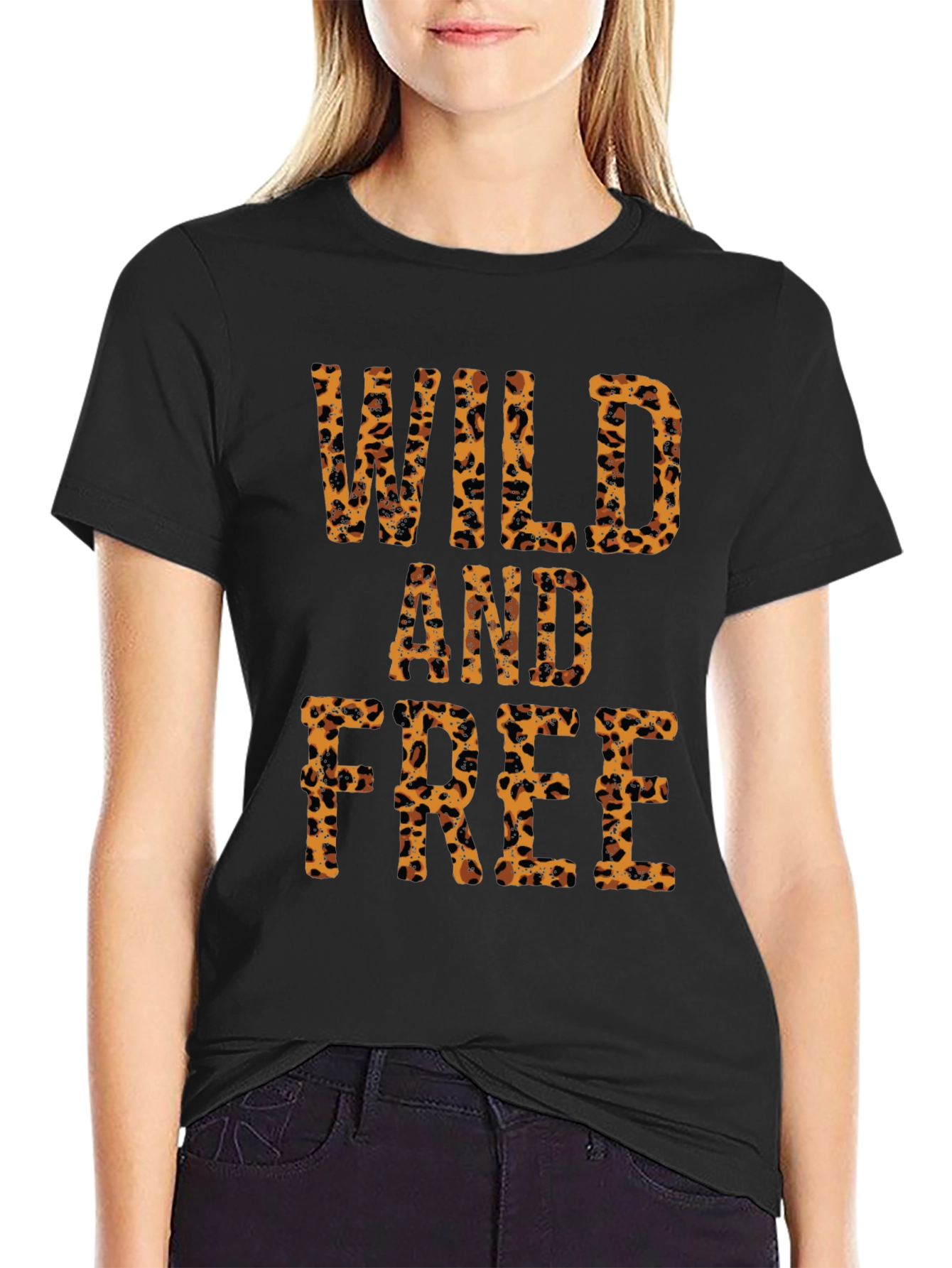 Wild and Free Leopard Print Graphic Tee