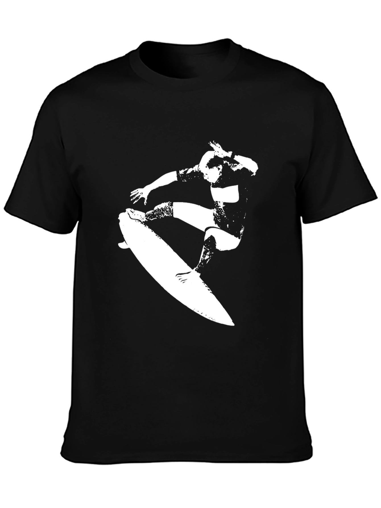 Surfing Silhouette Graphic Tee - Black