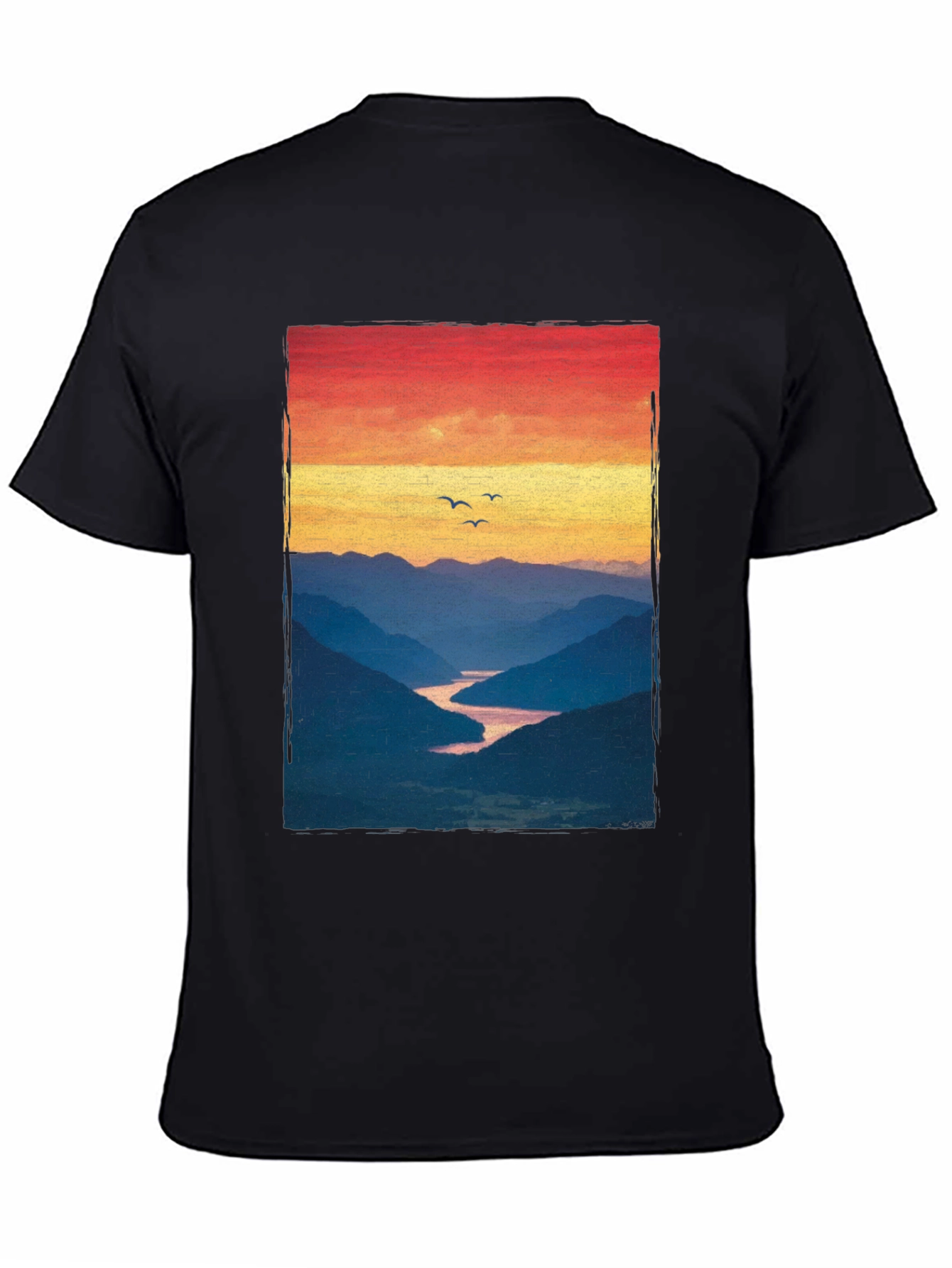 Sunset Mountain River Graphic Tee