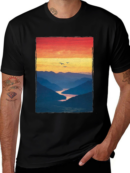 Sunset Mountain River Graphic Tee