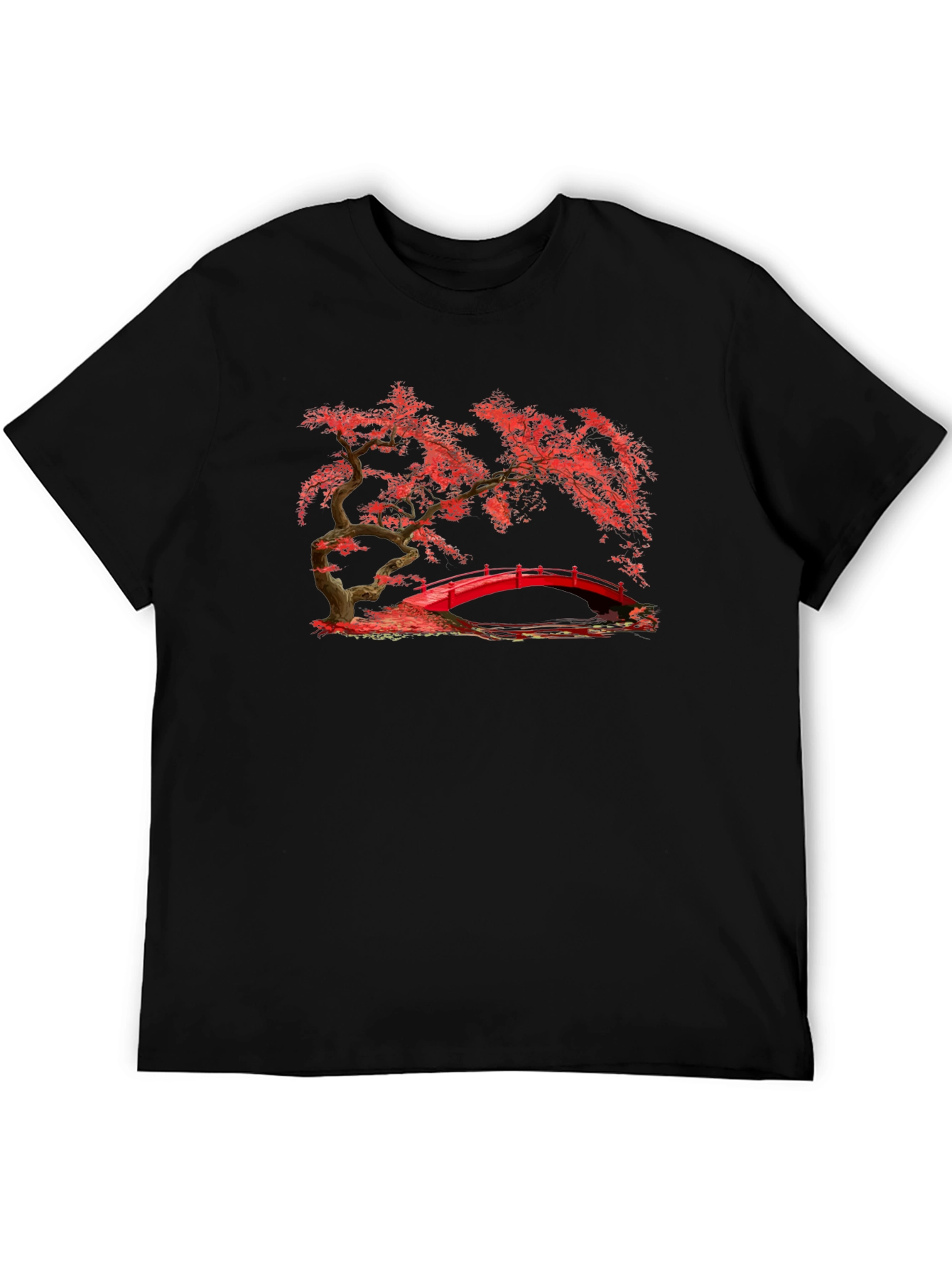 Red Bridge Bonsai Black T-Shirt