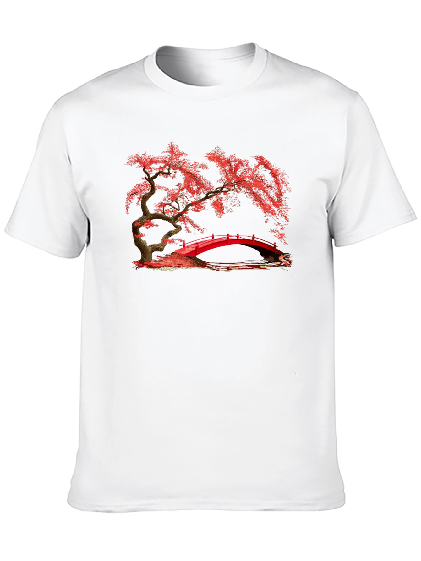 Red Bridge Bonsai Black T-Shirt