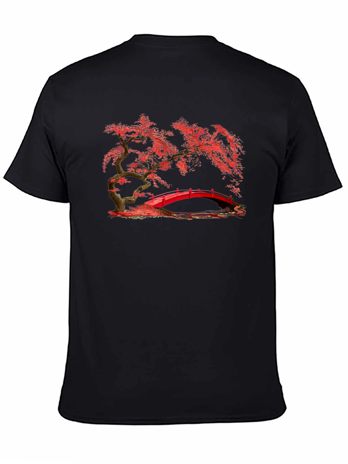 Red Bridge Bonsai Black T-Shirt