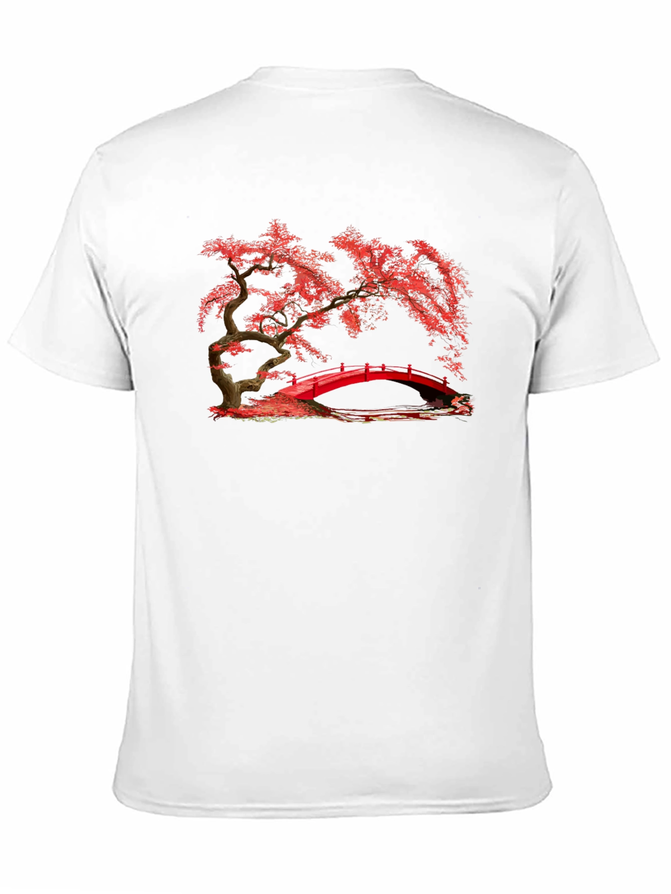 Red Bridge Bonsai Black T-Shirt