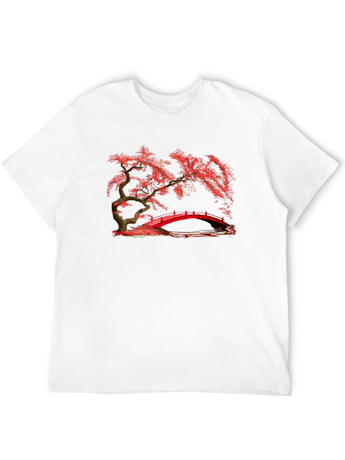 Red Bridge Bonsai Black T-Shirt