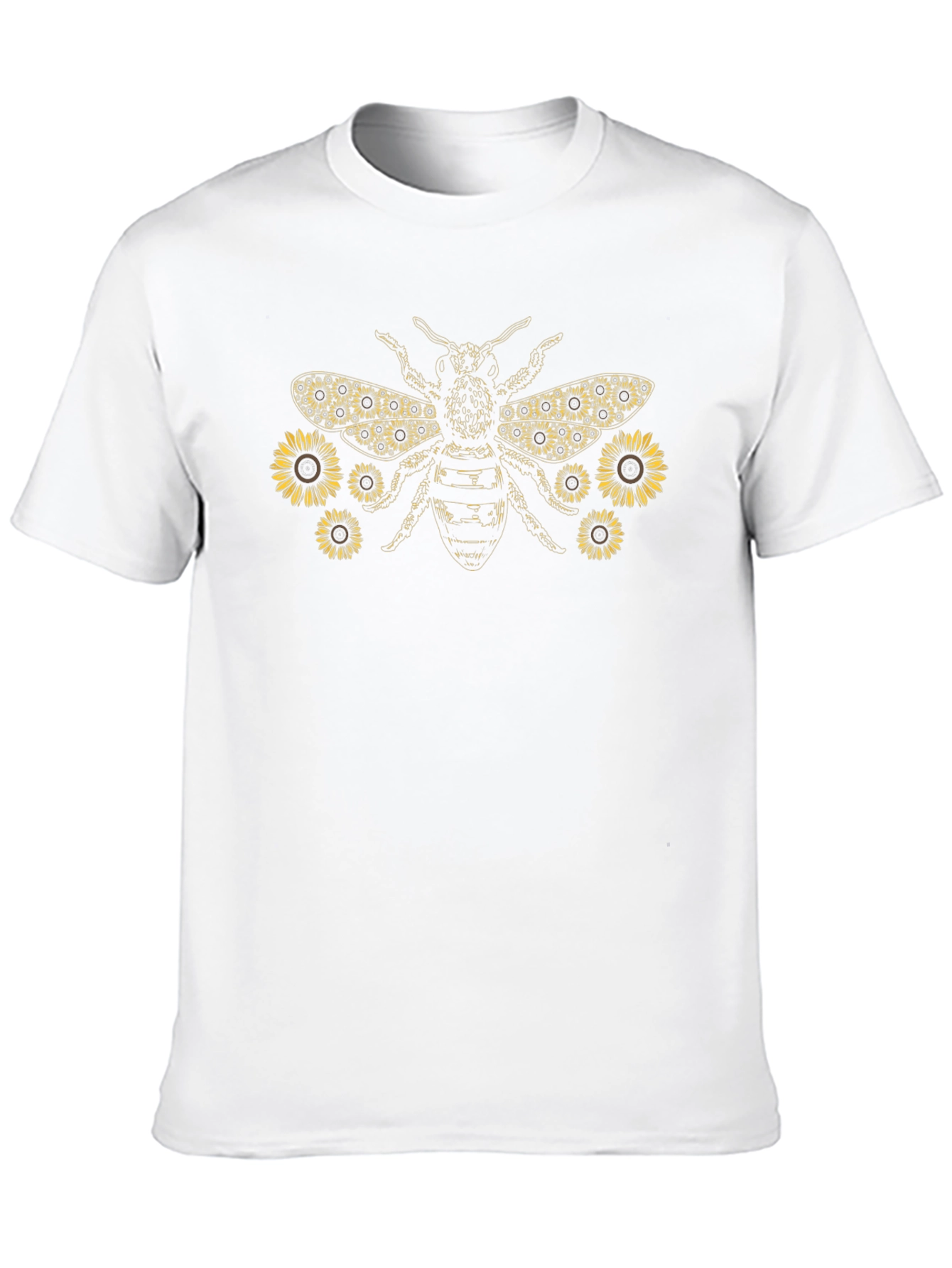 Sunflower Bee Graphic Tee - Black Cotton Shirt