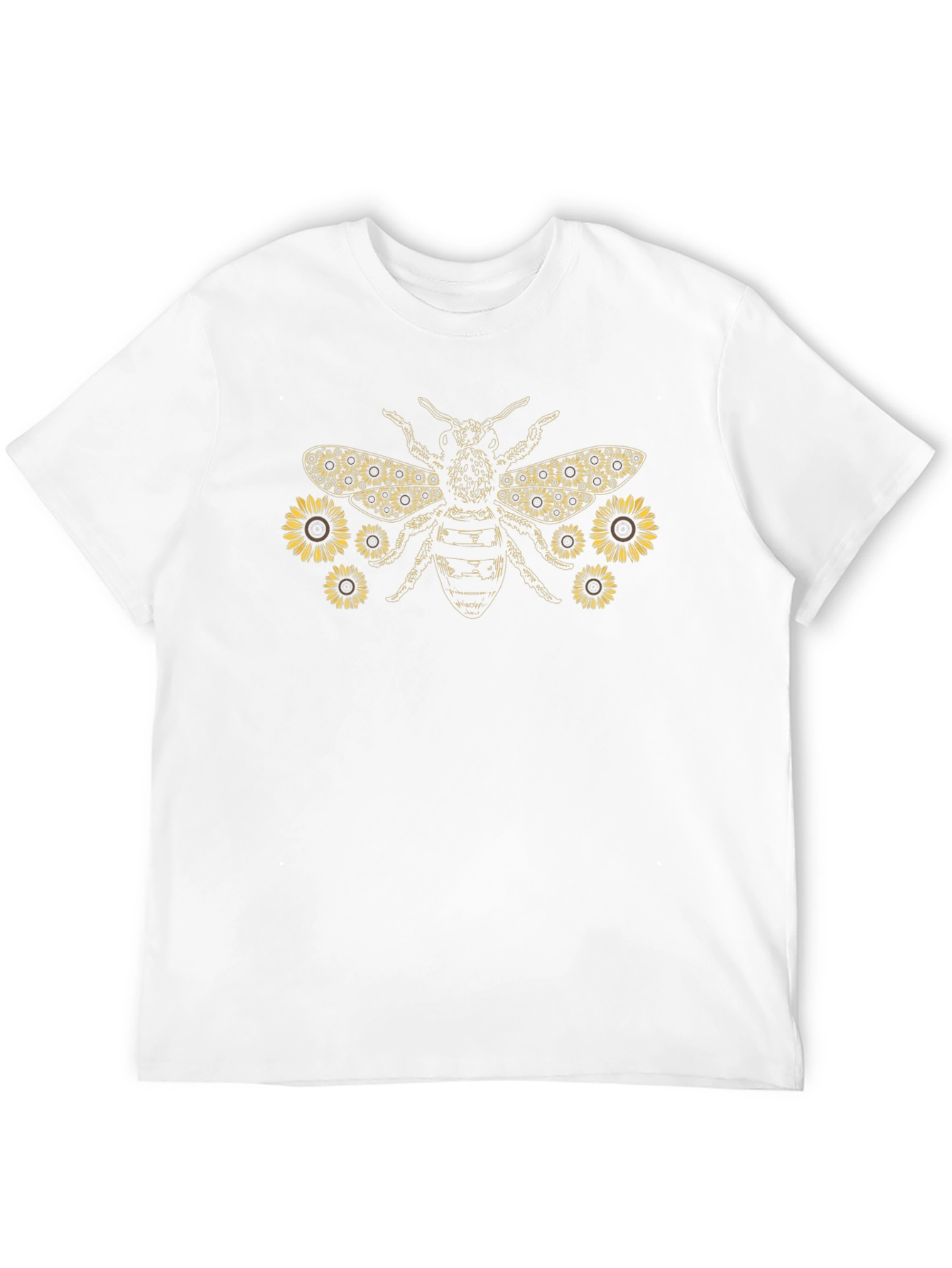 Sunflower Bee Graphic Tee - Black Cotton Shirt