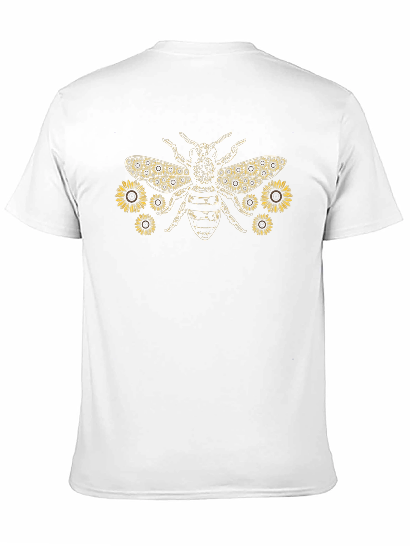Sunflower Bee Graphic Tee - Black Cotton Shirt