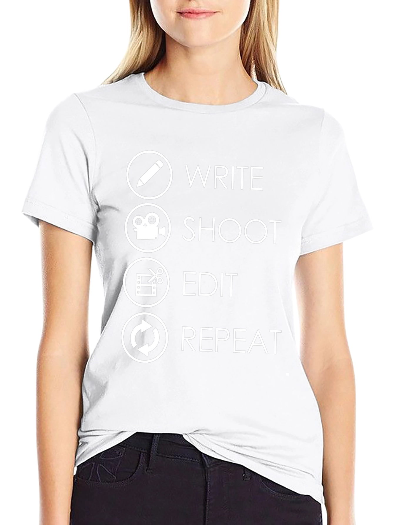 Write Shoot Edit Repeat Filmmaker Black Graphic T-Shirt