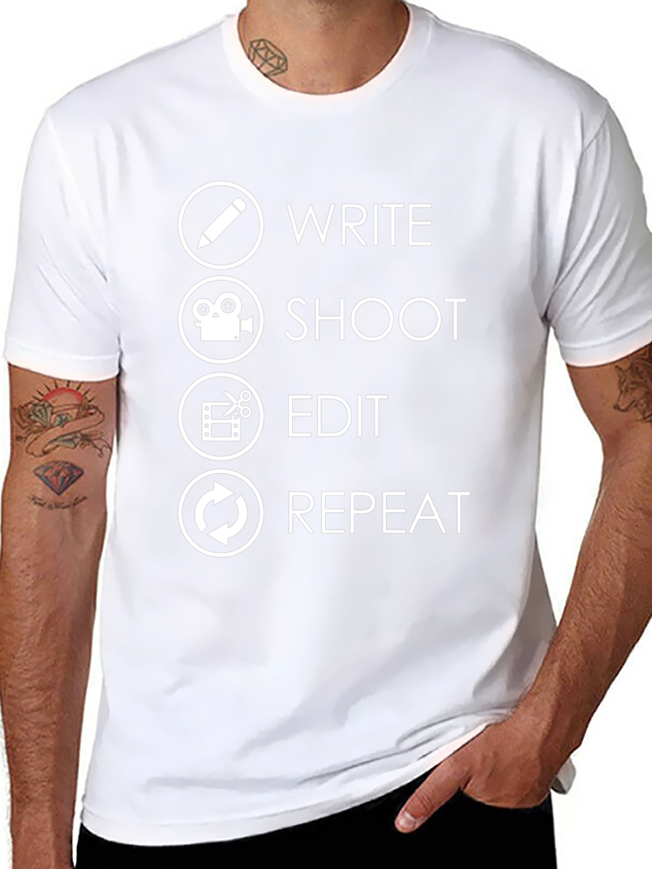 Write Shoot Edit Repeat Filmmaker Black Graphic T-Shirt