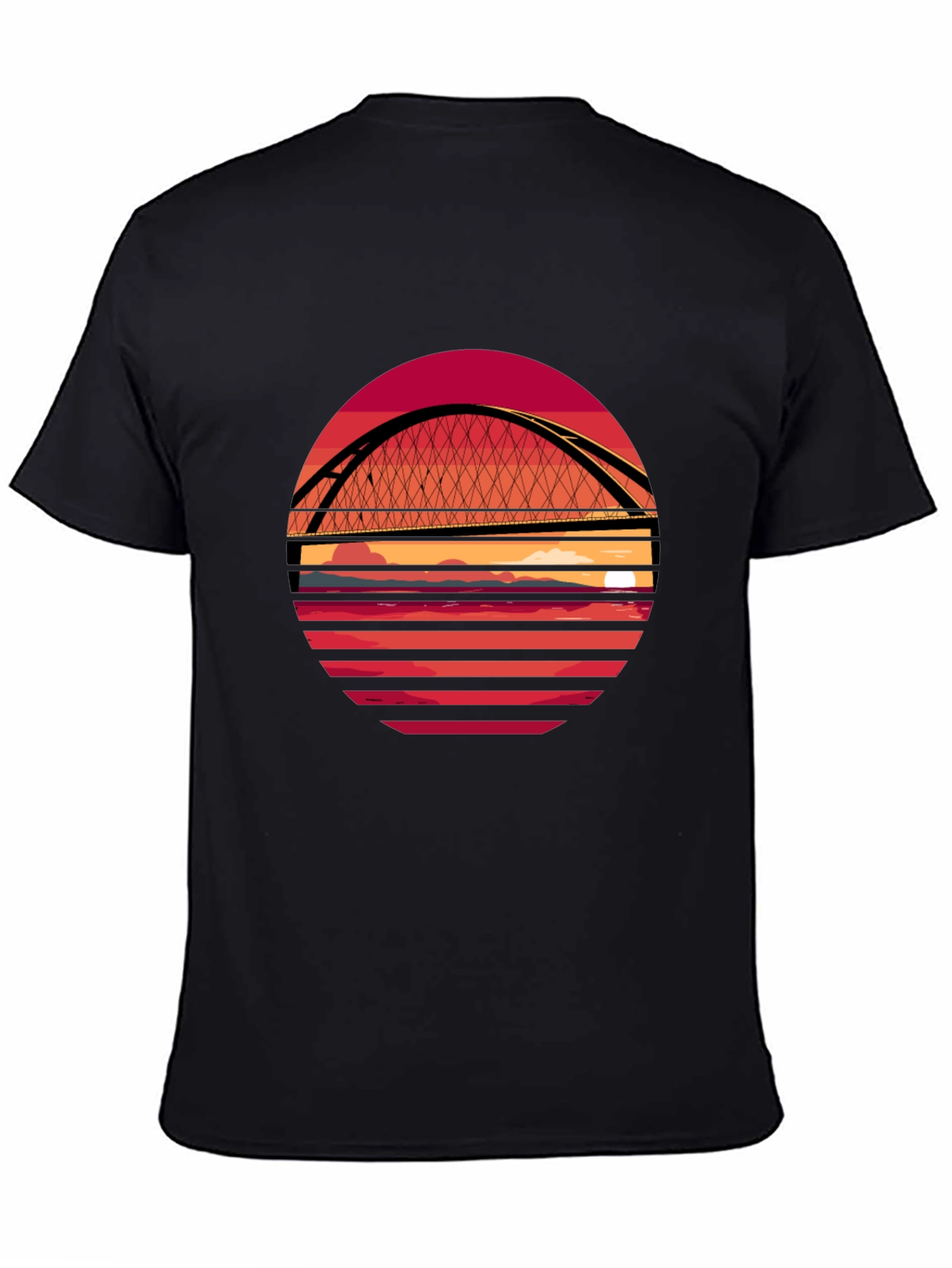 Sunset Bridge Graphic T-Shirt - Stylish Crew Neck Tee
