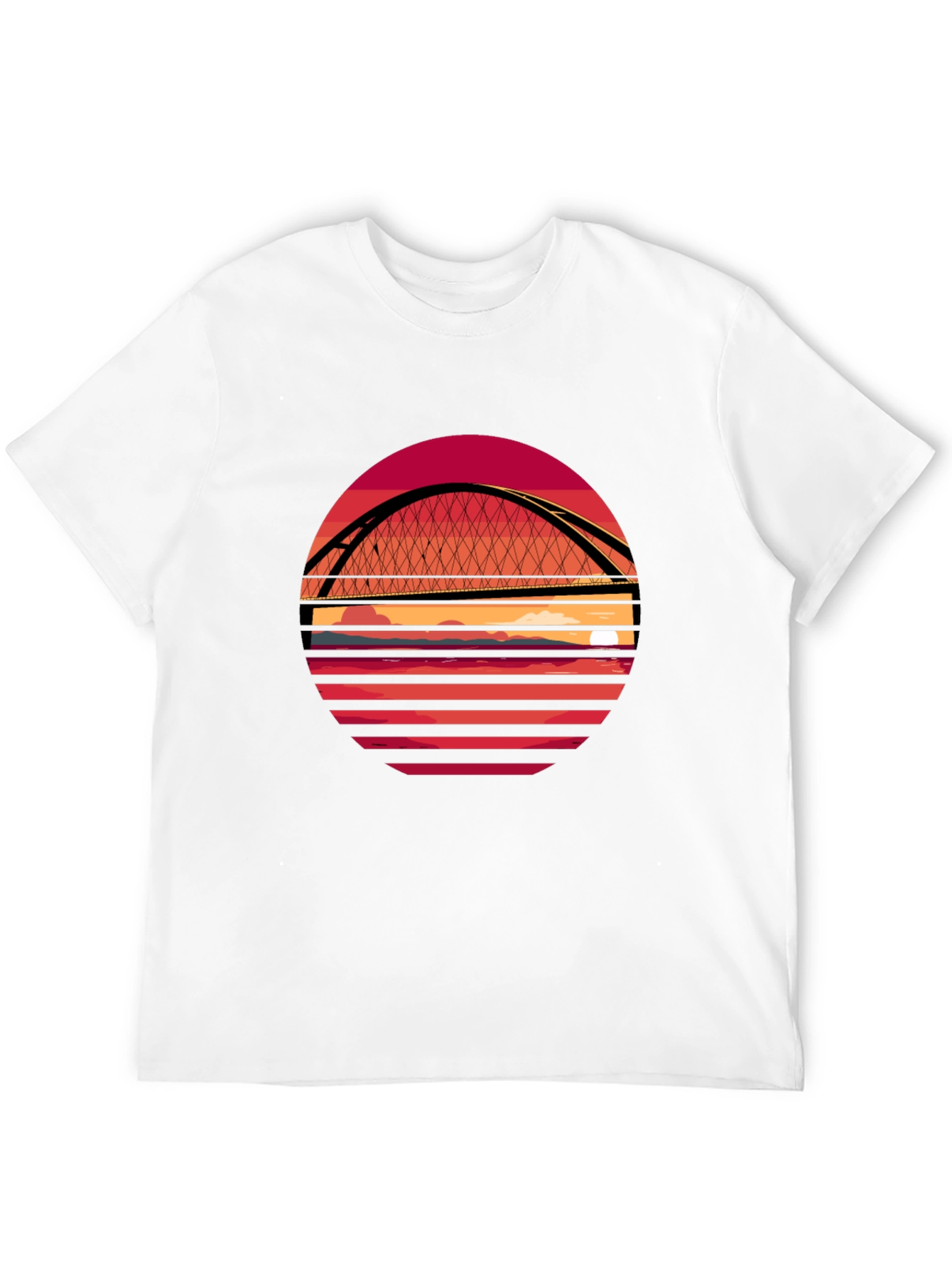 Sunset Bridge Graphic T-Shirt - Stylish Crew Neck Tee