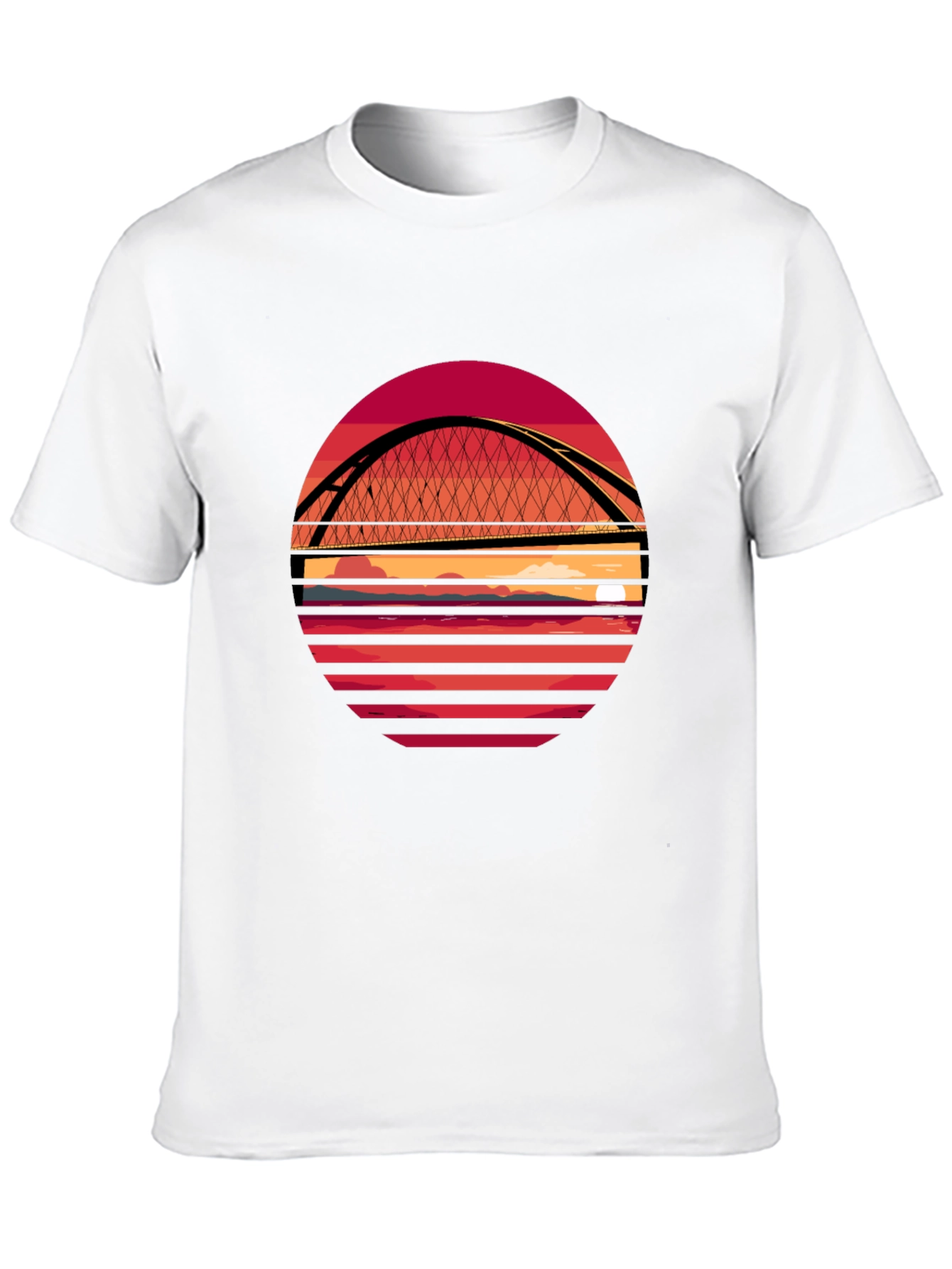 Sunset Bridge Graphic T-Shirt - Stylish Crew Neck Tee