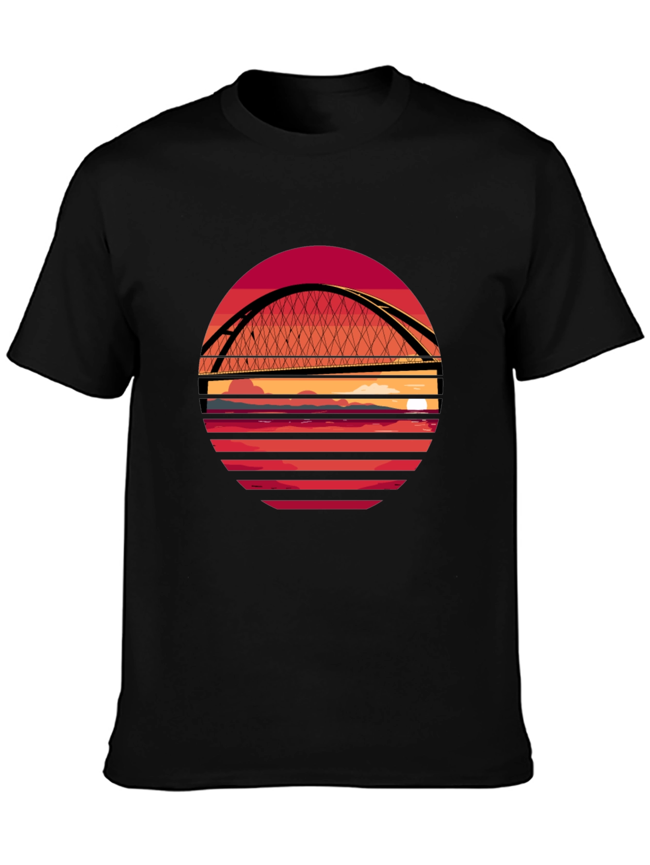Sunset Bridge Graphic T-Shirt - Stylish Crew Neck Tee