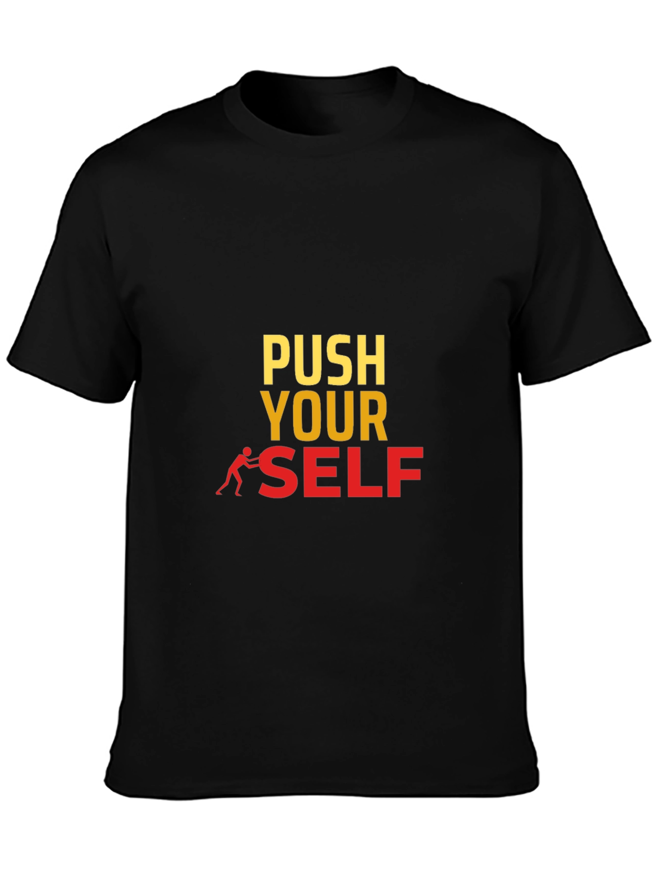 Push Yourself Black Graphic Tee - Motivational Design