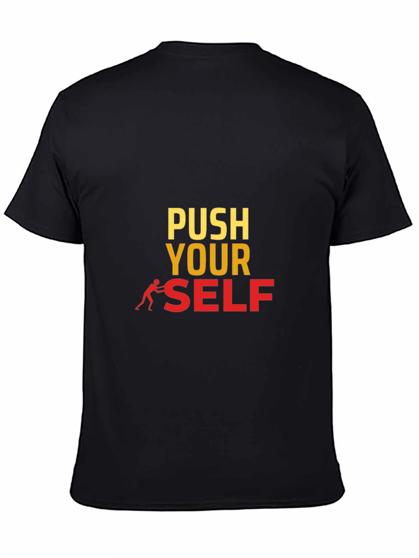 Push Yourself Black Graphic Tee - Motivational Design