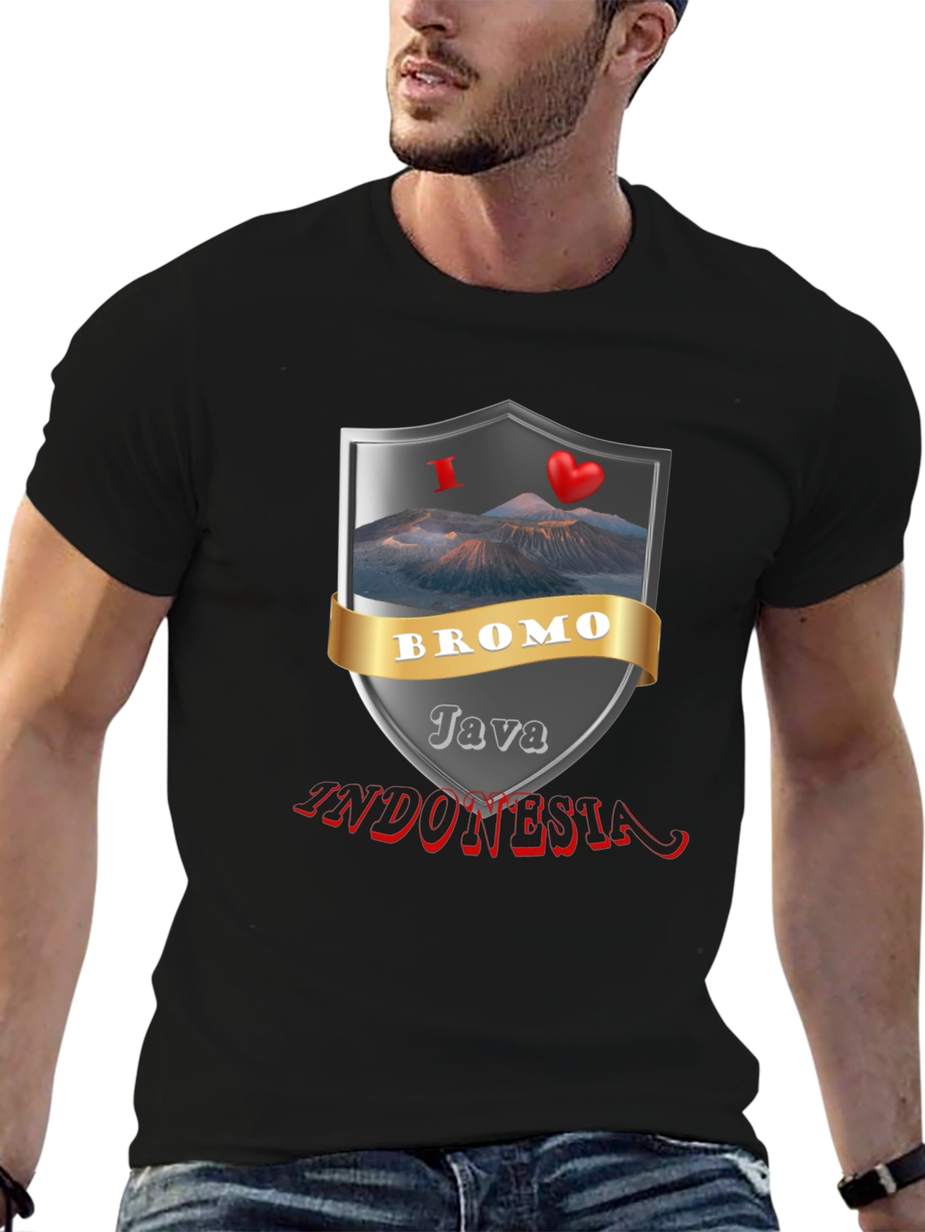Bromo Java Indonesia Black Graphic T-Shirt