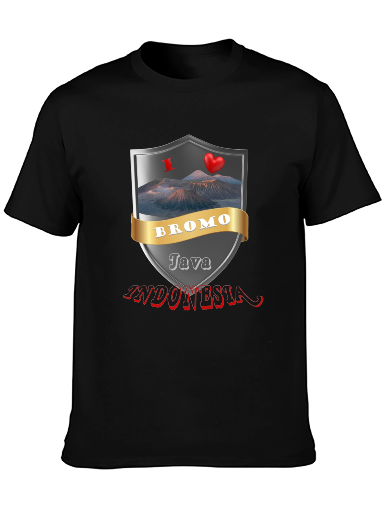 Bromo Java Indonesia Black Graphic T-Shirt