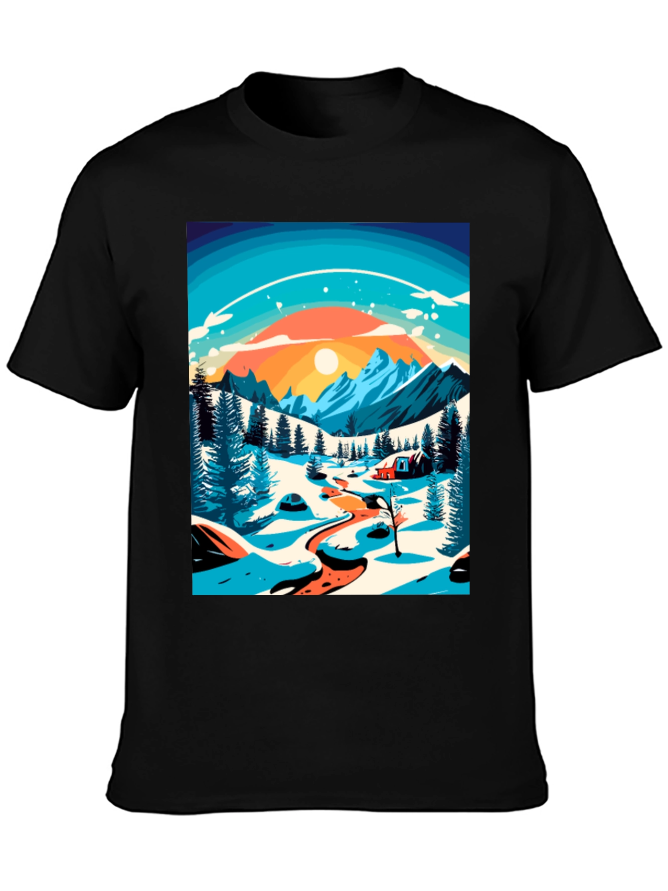 Winter Mountain Scene Graphic Tee
