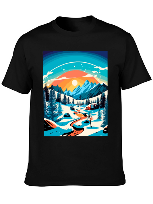 Winter Mountain Scene Graphic Tee