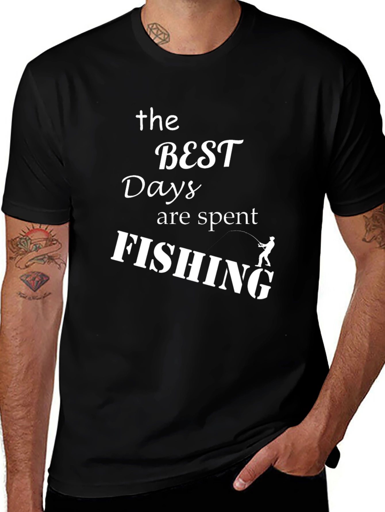 The Best Days are Spent Fishing Black T-Shirt