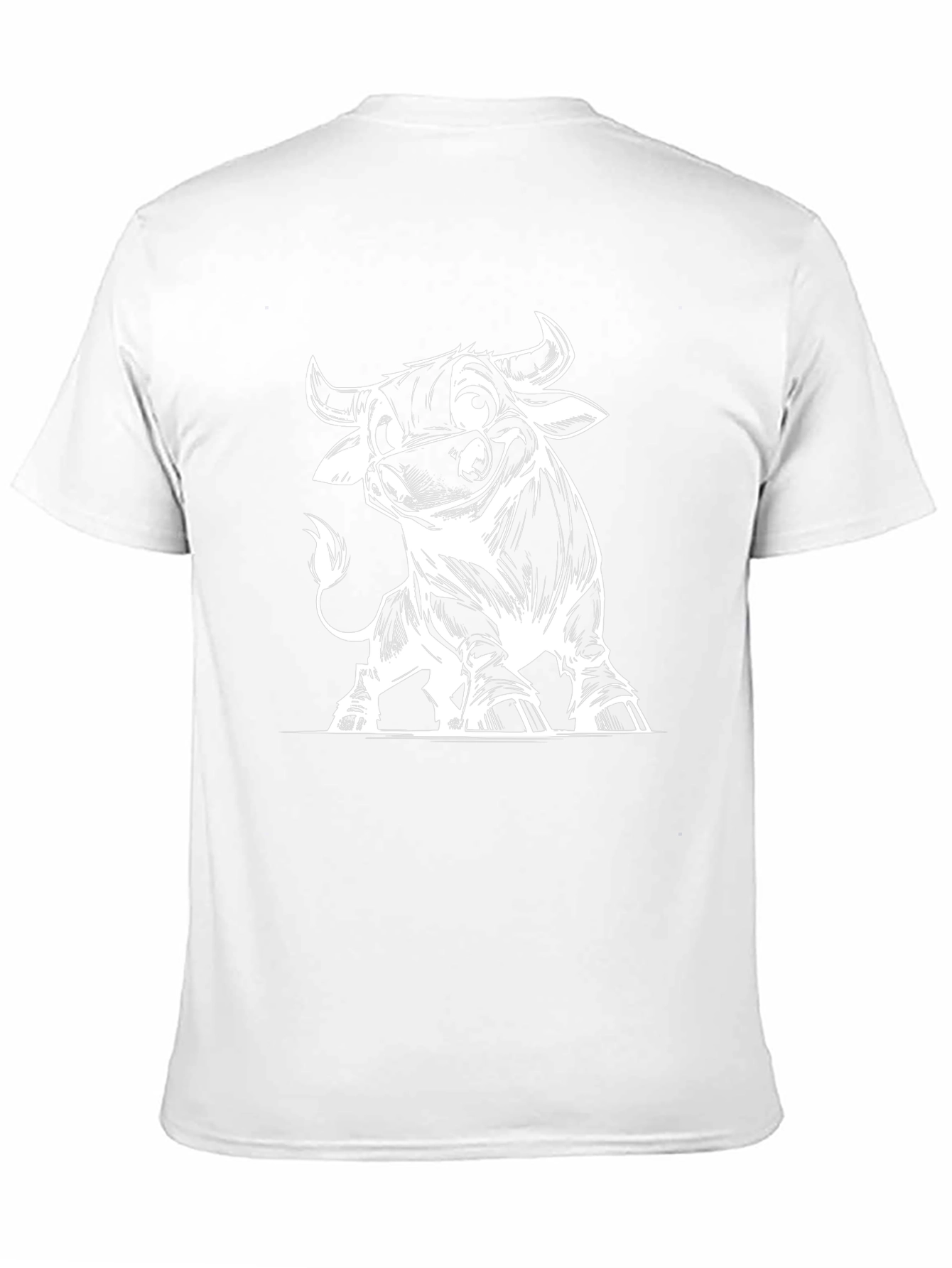 Cartoon Bull Graphic Tee - Black Cotton T-Shirt