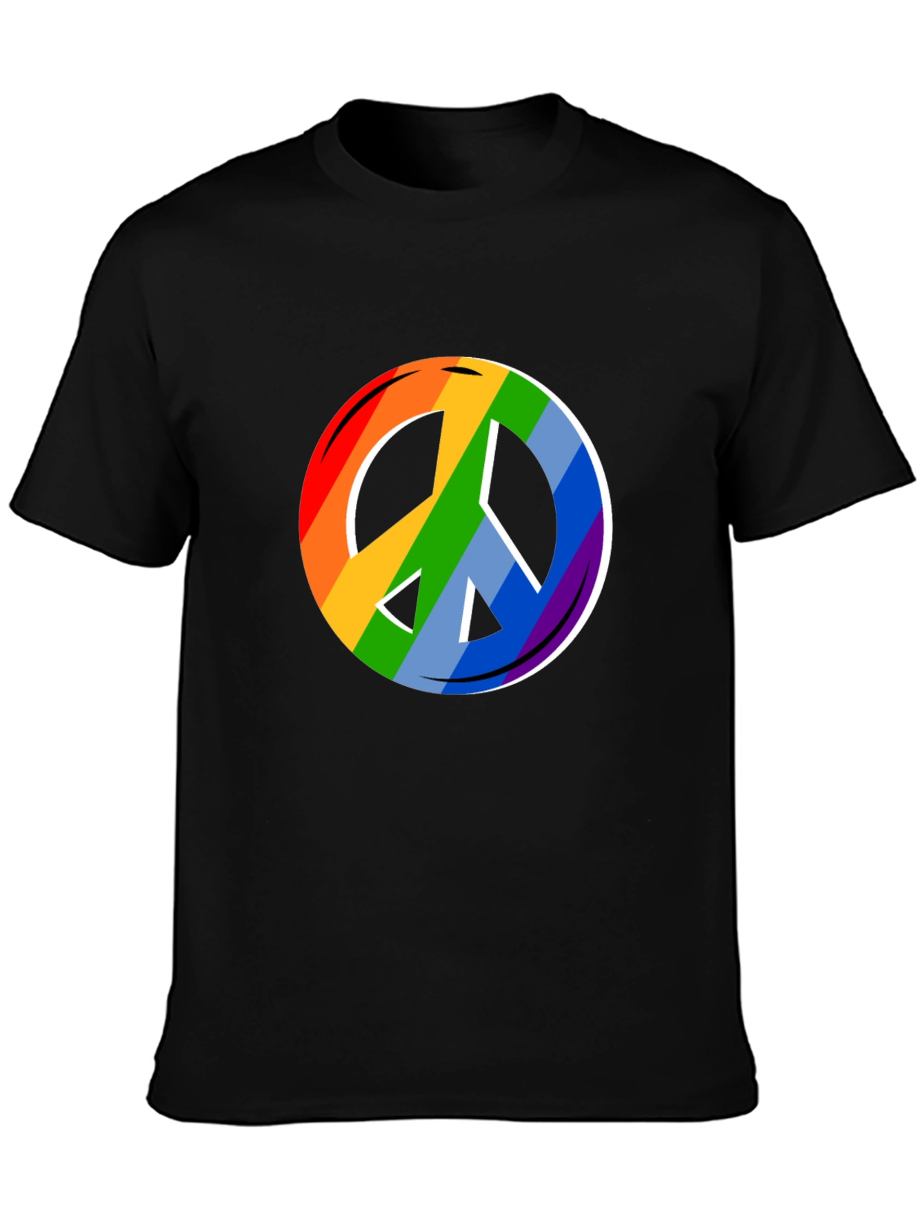 Rainbow Peace Sign Black T-Shirt