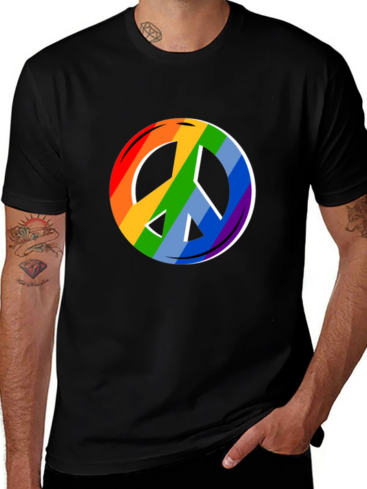 Rainbow Peace Sign Black T-Shirt