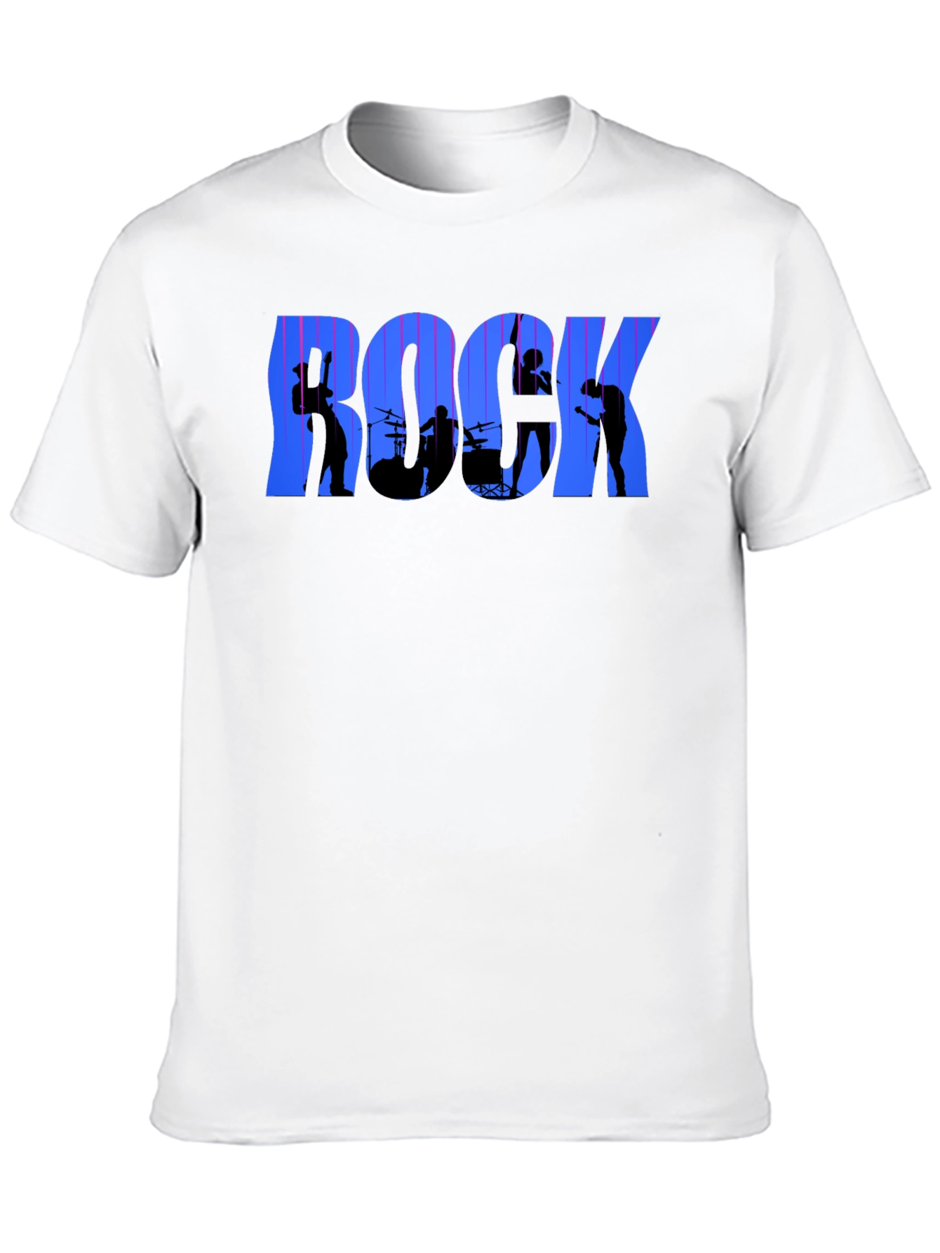 Rock Band Silhouette Graphic Tee - Black Cotton T-Shirt