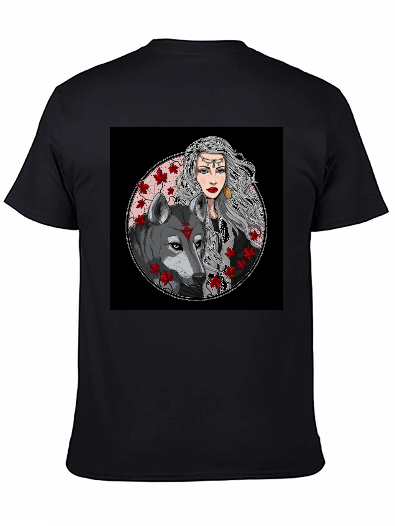 Wolf & Woman Graphic Tee - Black