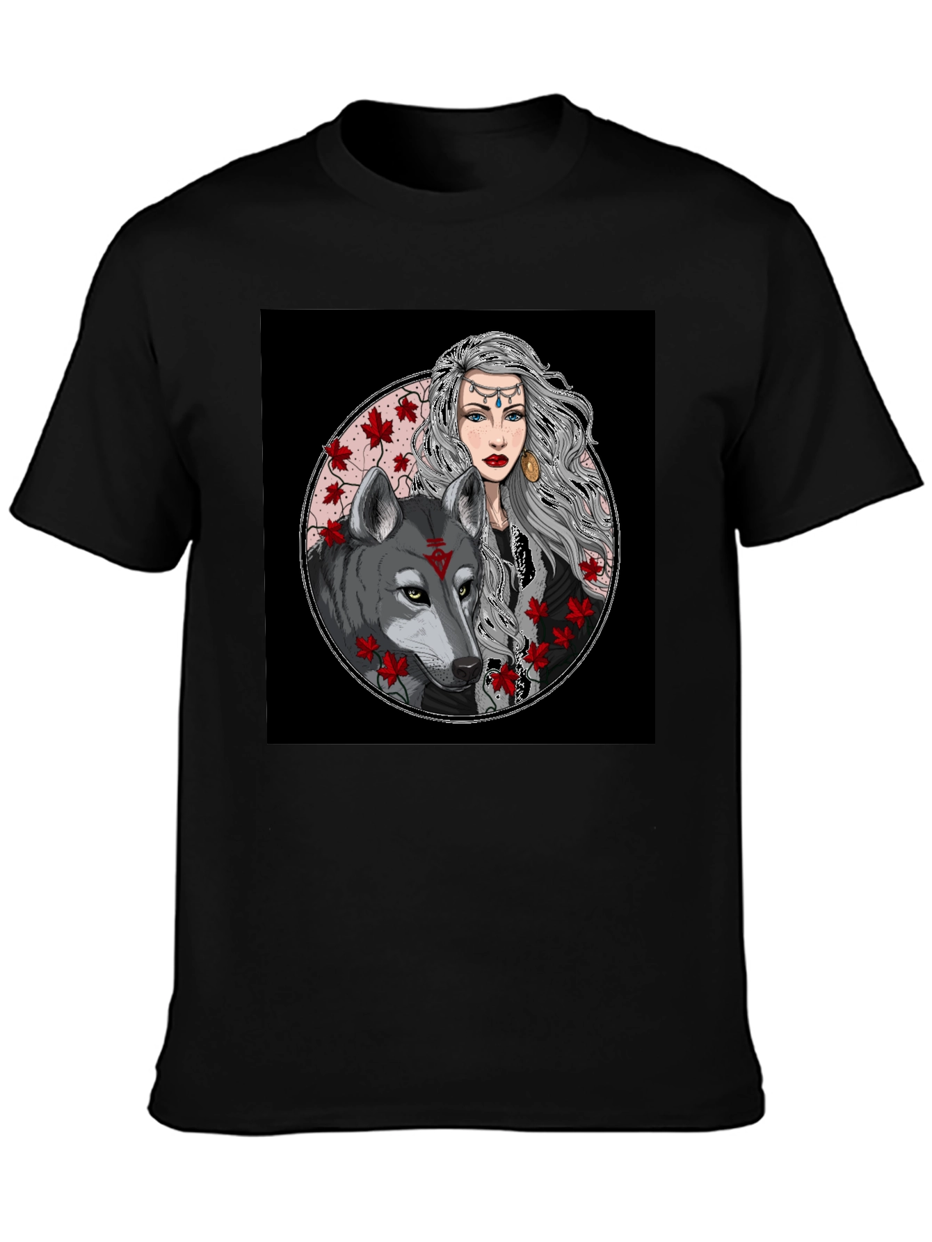 Wolf & Woman Graphic Tee - Black